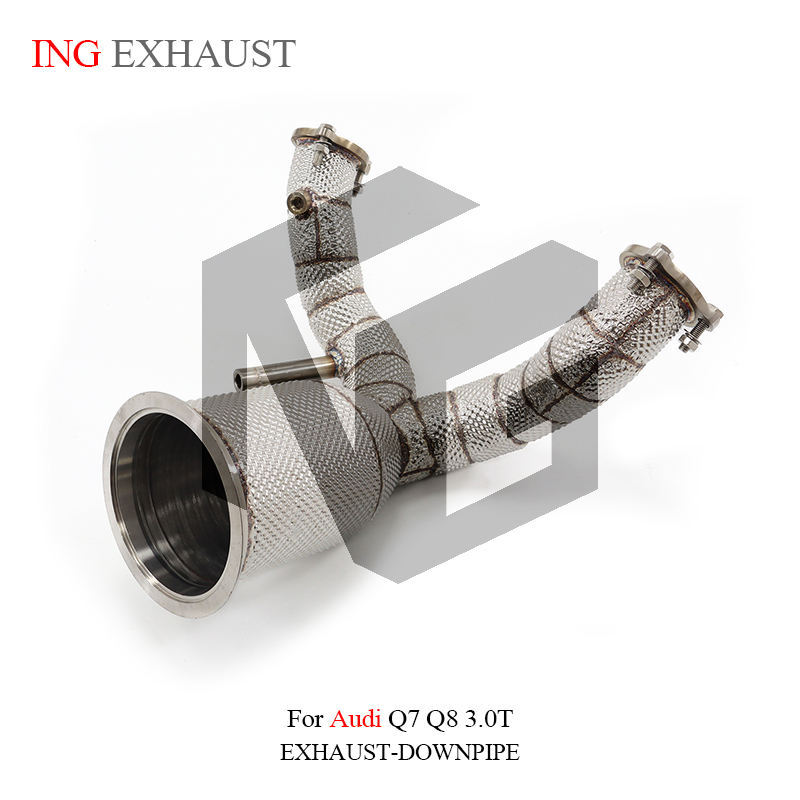 Exhaust system downpipe suitable for Audi Q7 Q8 3.0T OPF version with heat shield racing pipe