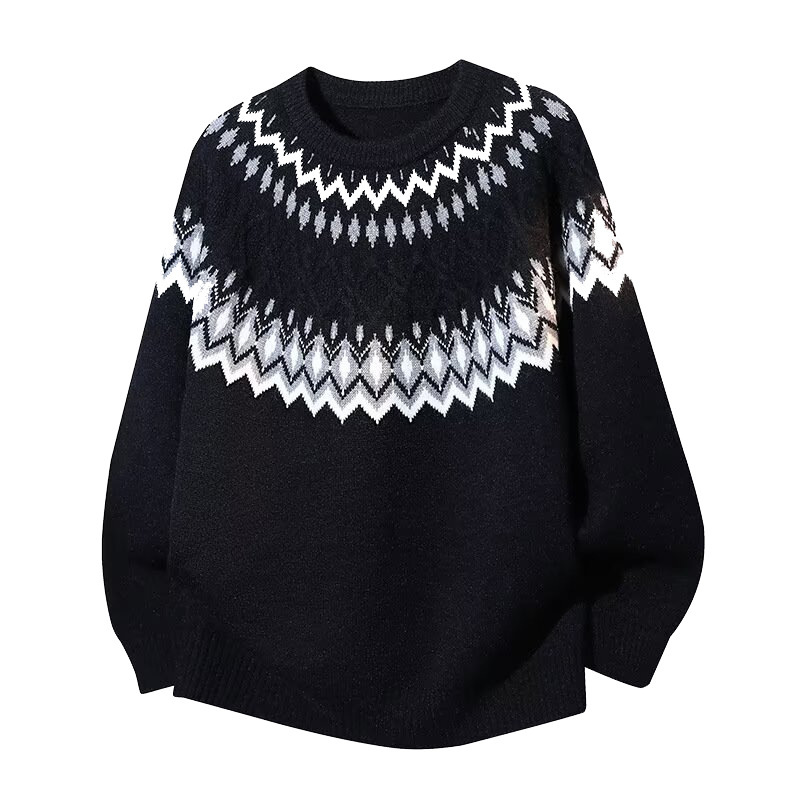 Explosiones transfronterizas de tamaño europeo de tamaño grande Fair Island Jacquard jersey suéter hombre Navidad alta sensación otoño invierno fábrica al por mayor