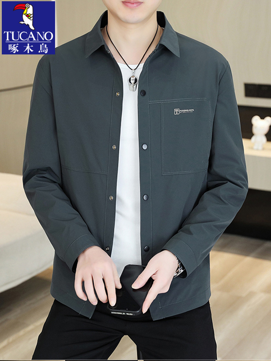 Woodpecker Lapel Jacket Men's Light Mature Style Spring & Fall Clothing 2025 New Executive Men's Anti-Wrinkle Jacket