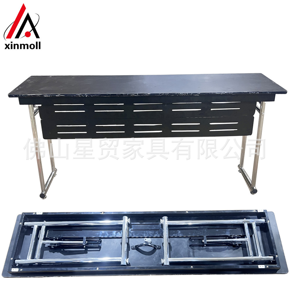 厂家批发酒店会议桌带挡板培训桌宴会长条桌不锈钢折叠桌子餐桌