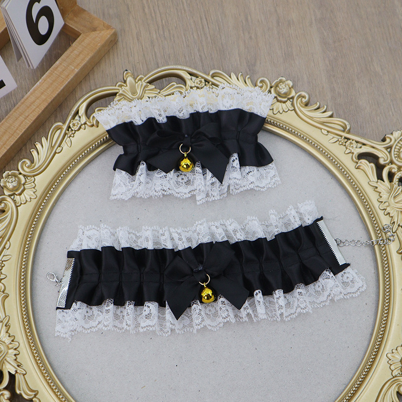 Lolita al por mayor encaje correa de cabello conjunto de clipes de cabello brazalete decoración de Halloween carnaval navidad conjunto de adornos de cabello