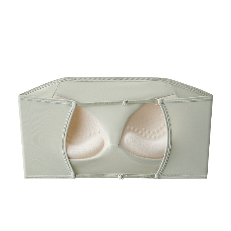Sin tirantes, hermosa espalda, seda de hielo envuelta en el pecho, almohadilla gruesa para el pecho, ropa interior, espalda abierta, copa fija, chaleco pequeño, top de tubo blanco para mujer