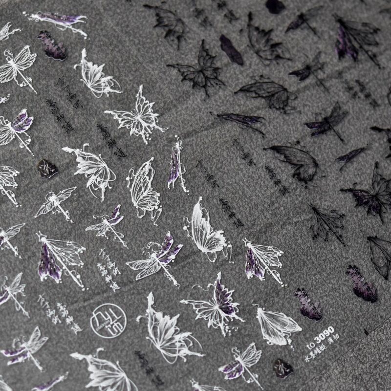 tomoni thin tough nail stickers explosions cute nail stickers factory wholesale Japanese ink Dragonfly 3089