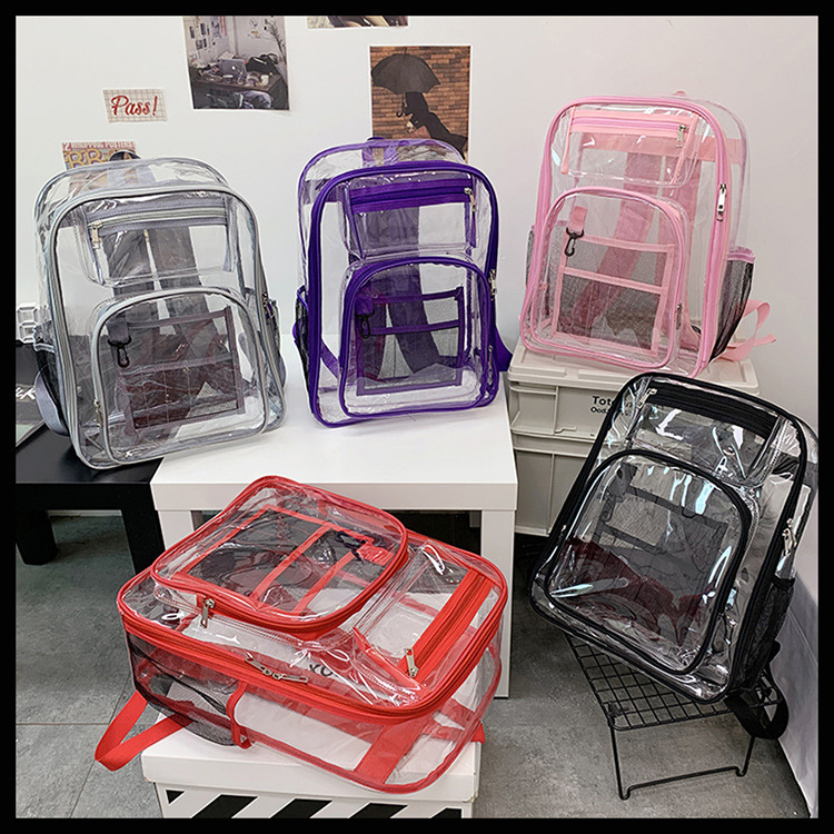 Cross-border Amazon PVC Backpack PVC Large Schoolbag Transparent Waterproof Backpack PVC Transparent Backpack Chest Bag Cross-border Amazon PVC Backpack PVC Large Schoolbag Transparent Waterproof Backpack PVC Transparent Backpack Chest Bag