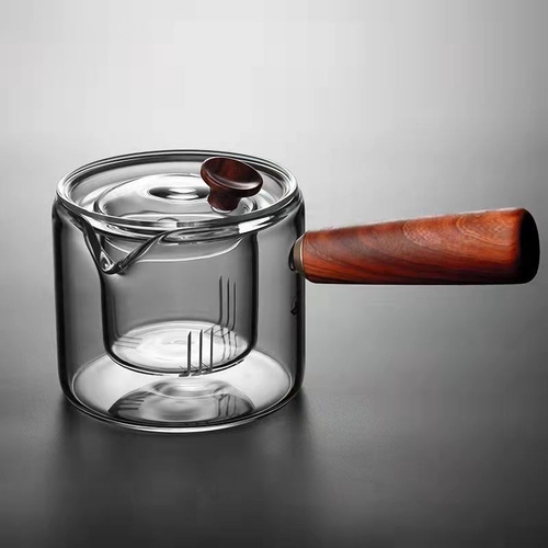 Heat-resistant borosilicate glass teapot with side handle, health pot, tea brewing set, flower tea pot, tea set, tea brewing tool