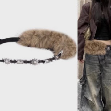 Punk Millennial Style Belt for Women with Skirt Decoration Dress Fashion Y2K Sexy Fur Stitching Belt Accessories Punk Millennial Style Belt for Women with Skirt Decoration Dress Fashion Y2K Sexy Fur Stitching Belt Accessories