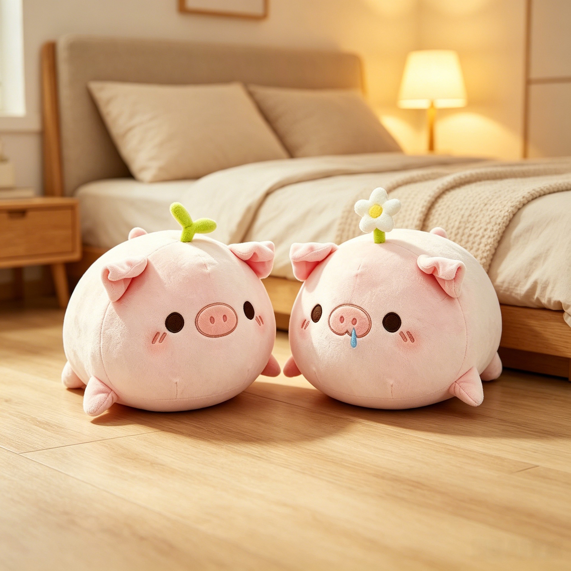 Cute little pig plush pillow toy, stuffed animal, little grass pig children's doll, a birthday gift for a best friend