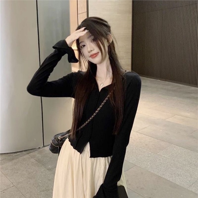 秋季新款女装套装休闲时尚v领喇叭袖上衣阔腿裤裙今年流行两件套|undefined