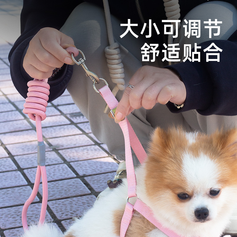 Cuerda de perro, perro paseando, gato, perro, cuerda de tracción, chaleco de perro pequeño, anti-mordedura, dibujos animados, suministros para el pecho y la espalda de mascotas lindas