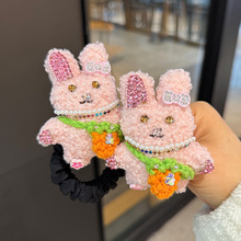 可爱毛绒小兔子碎发刘海鸭嘴夹发夹女秋冬前额侧边BB夹毛毛发卡发