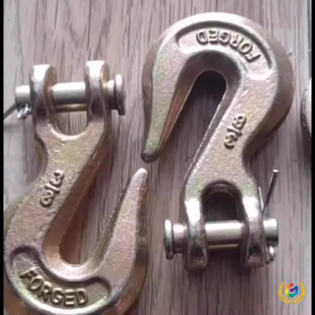 ⇝批发羊角钩链条起重吊钩1/4羊角抓钩滑钩合金钢旋转环眼羊角吊