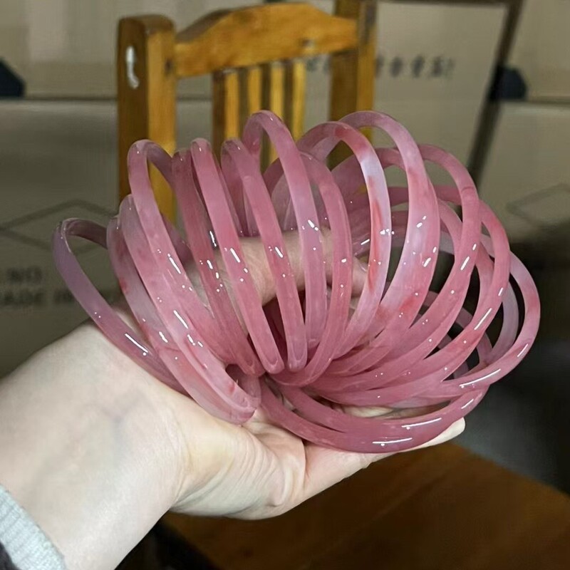 Step by Step Glass Imitation Jade Jingle Bracelet Peach Blossom Brew Antique Accessories Forbidden Little Red Book Girlfriend Same Style Bracelet for Women