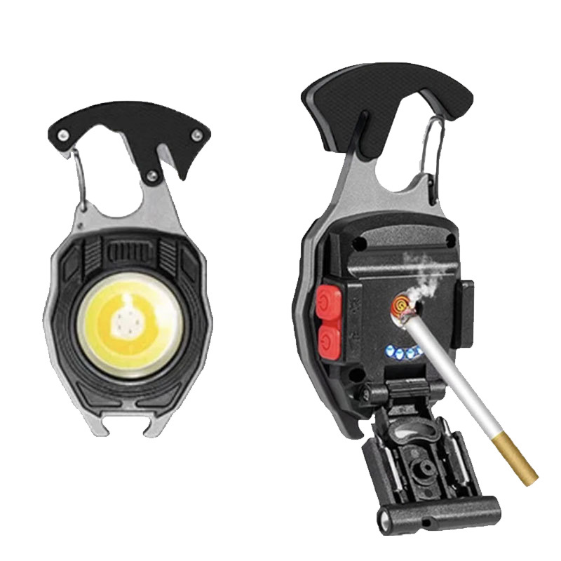 Mini LED llavero Luz de camping multifunción con encendedor de cigarrillos ultraligero portátil fuerte magnética USB revisión luz de trabajo