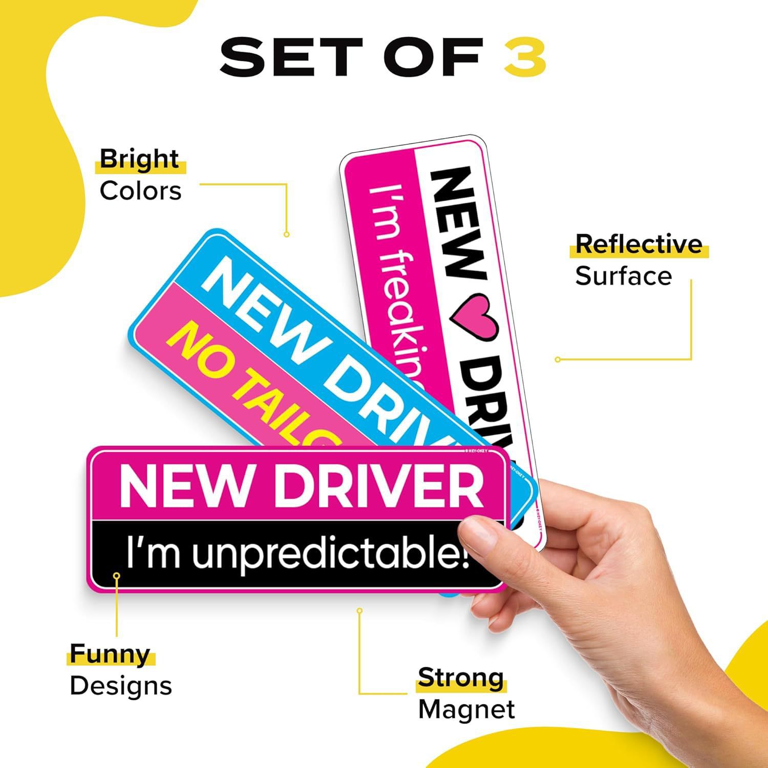 Grappige roze magnetische beginnend bestuurder autosticker_voghion.com