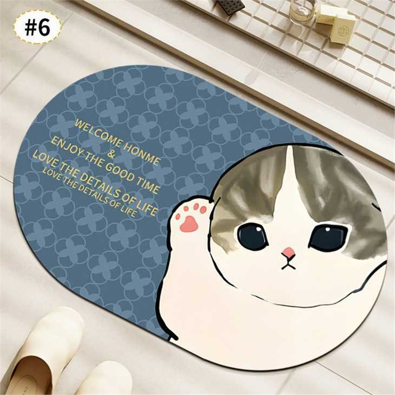 卡通浴室地垫猫咪硅藻泥地垫卫生间门口脚垫耐脏吸水防滑垫子批发|undefined
