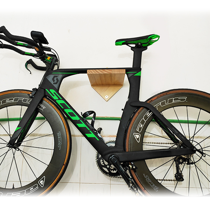 Estante de pared de bicicleta gancho de madera maciza carretera coche montado en la pared vertical estante de estacionamiento soporte de exhibición