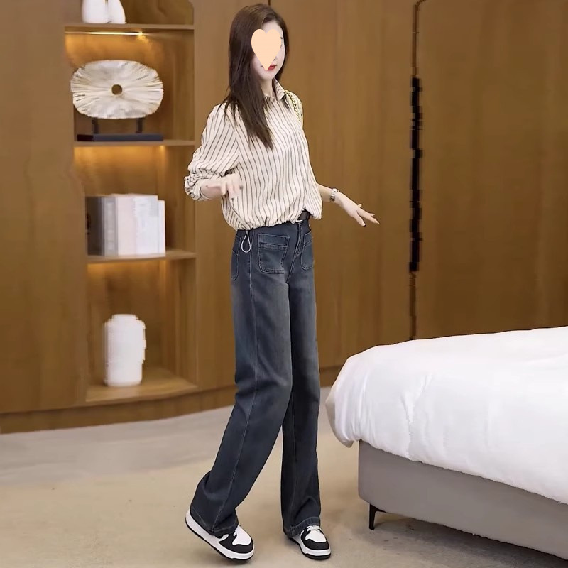 条纹短款衬衣女2025春季新款时尚衬衫宽松气质高级感收腰洋气小衫|undefined