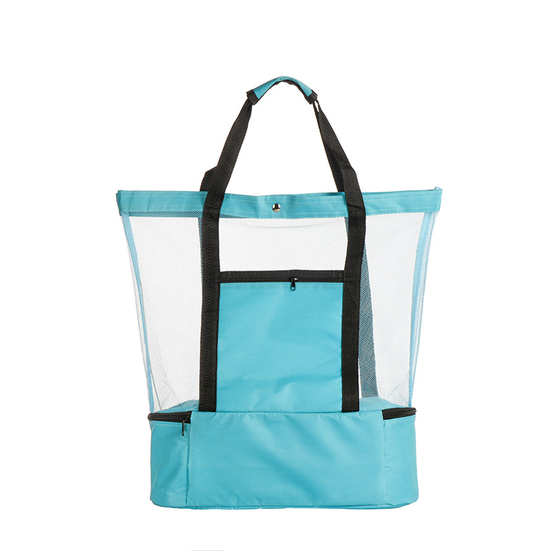 Bolso de aislamiento de un solo hombro portátil de nuevo estilo transfronterizo, bolsa de picnic de doble capa, bolsa de hielo, bolsa de almacenamiento de viaje de malla deportiva para hombres y mujeres