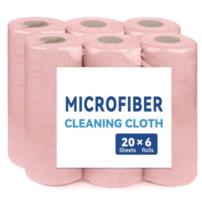 Microfiber Cleaning Cloth Roll, Multi-Color 25×25 cm, 20 Sheets per Roll, Absorbent
