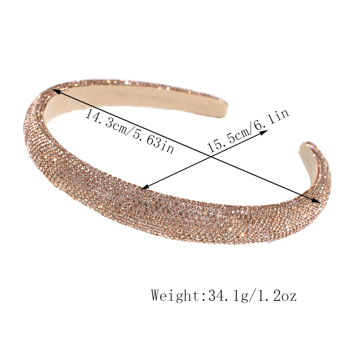 40g Weight Hair Band Hair Accessories Type 1 Piece Quantity Daily Occasion Rhinestone Material Solid Color Pattern Women's Gender Simple Style Style Women's Simple Style Solid Color Rhinestone Hair Band 无