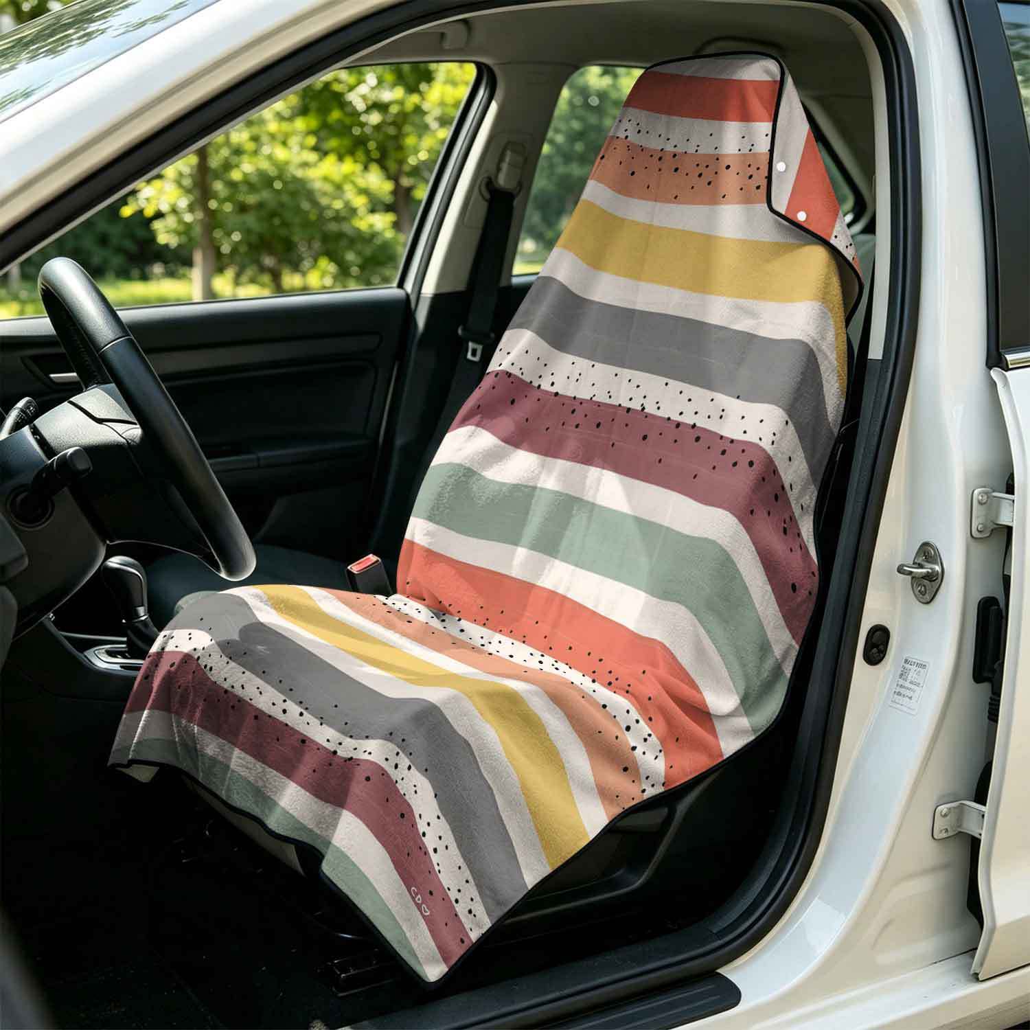Printed bath towel and car seat cover 2-in-1, ultra-fine fiber outdoor beach and car dual-use universal seat cushion