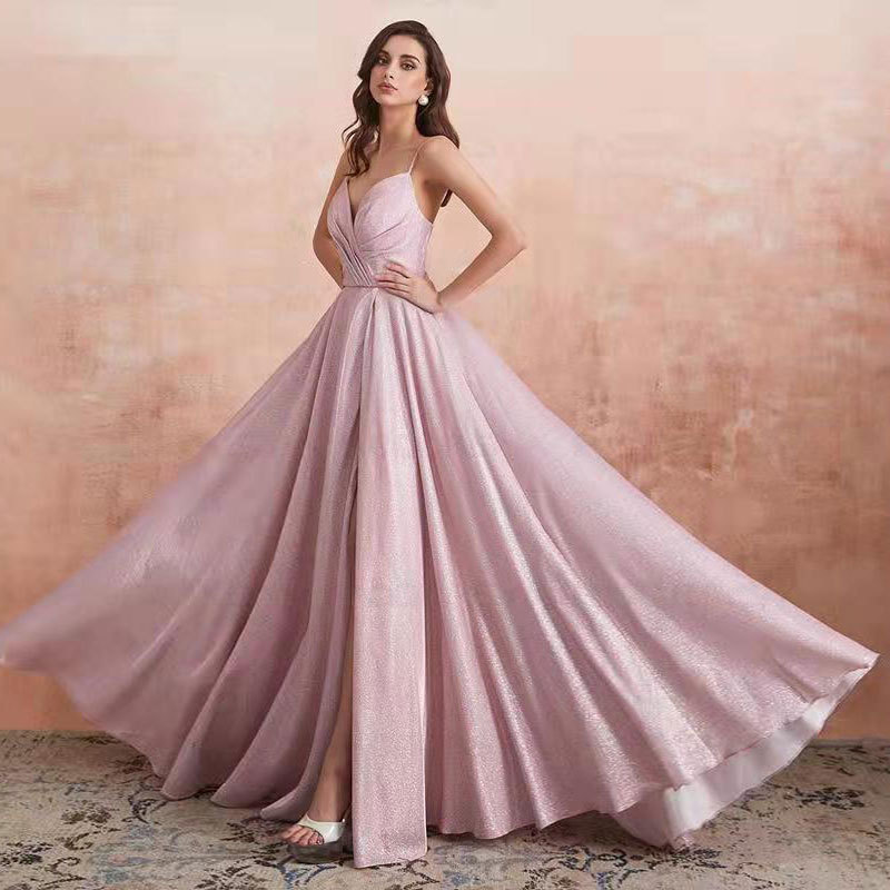Europa y América Amazon AliExpress deseo de comercio exterior vestido de noche de las mujeres vestido de novia sexy V-cuello correa vestido largo