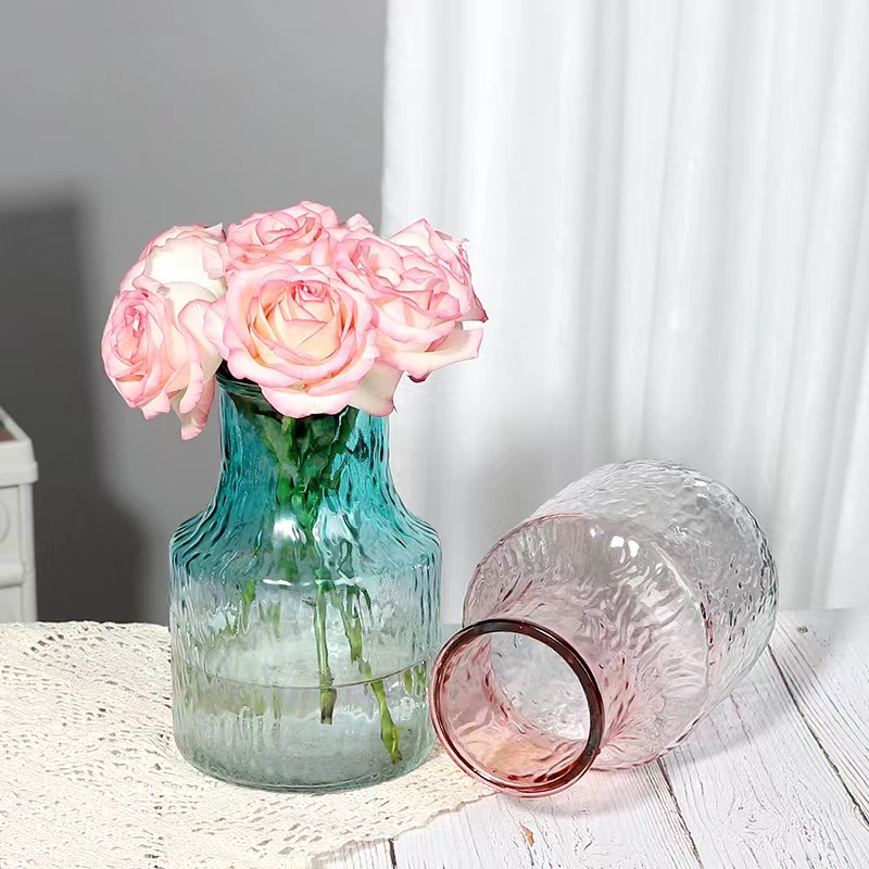 En línea de la celebridad del glaciar florero decoración de cristal de la vendimia al por mayor flores de bambú rica combinación hidropónica florero de cristal Nórdico