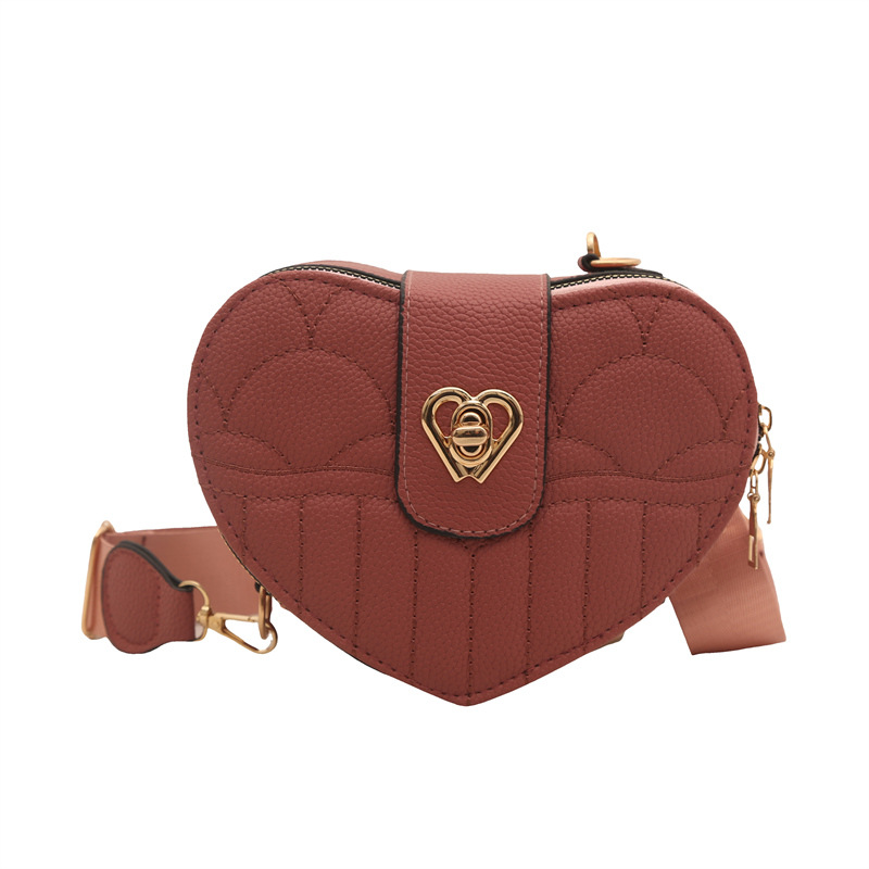 Bolso de mujer con bloqueo nuevo bolso de teléfono móvil de estilo extranjero, bolso de amor de un solo hombro retro estampado de litchi.