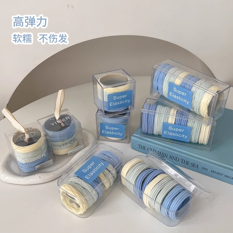 Azul marino ~ glutinoso suave no daña cabello cuerda de cabello alta elástica y duradera sin costura atada alta cola de cabello atar banda de goma de cabello