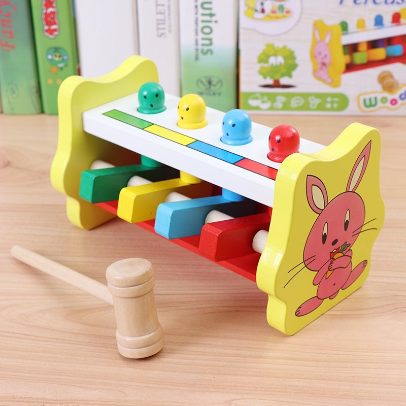 Children's Percussion Table, Pile Driving, Hammer Box, Percussion Flying Man Game, Baby Early Education Montessori Teaching Aids, Toys