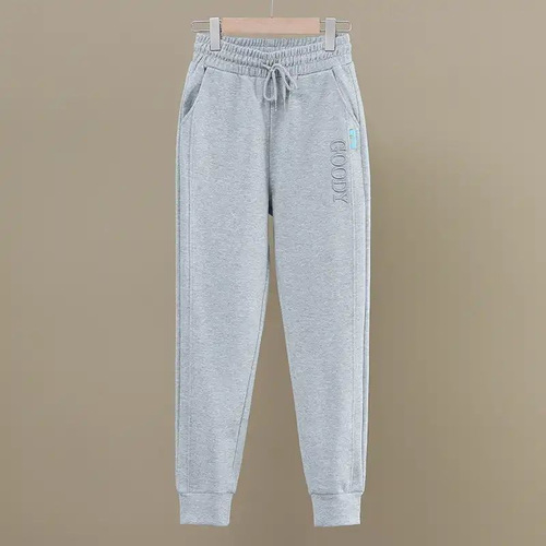 Women's winter Han-style loose tie-in slimming elastic waist padded warm pants