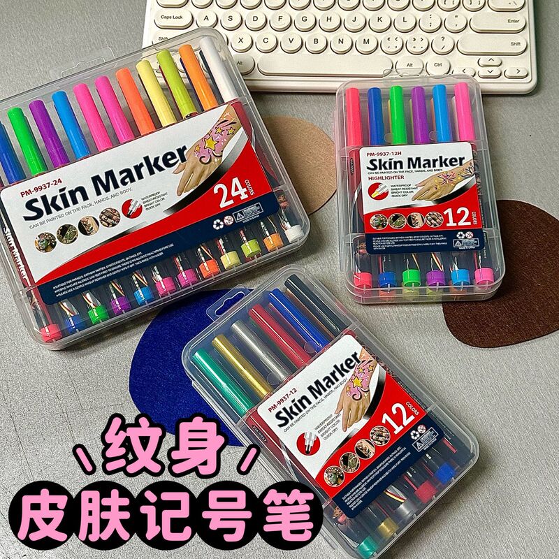 Human Skin Graffiti Pen, Washable Marker Pen, Color Painting Pen, Tattoo Writing Pen, Face and Body Marker Pen