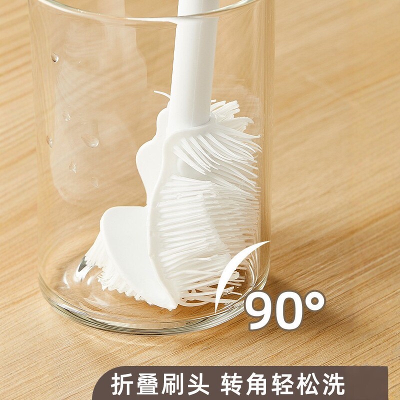 Long-Handled Silicone Bendable Brush Head for Cleaning Thermos Cups Without Dead Corners, Multifunctional Cleaning Brush for Baby Bottles and Soy Milk Machines