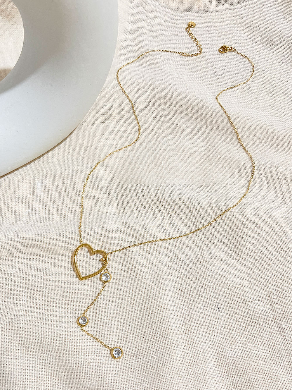 Elegant Heart Shape Stainless Steel Plating Inlay Zircon Pendant Necklace 1 Piece