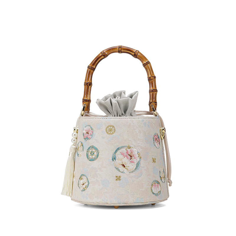 Ruyi Ball Embroidered Handbag - Ancient Style Qipao Banquet Bag - High-Precision Embroidery Mini Bucket Bag - Thumbnail 5