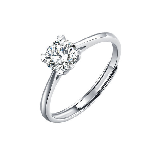 New versatile classic single diamond ring Korean style hot selling engagement six claw claw open adjustable ring
