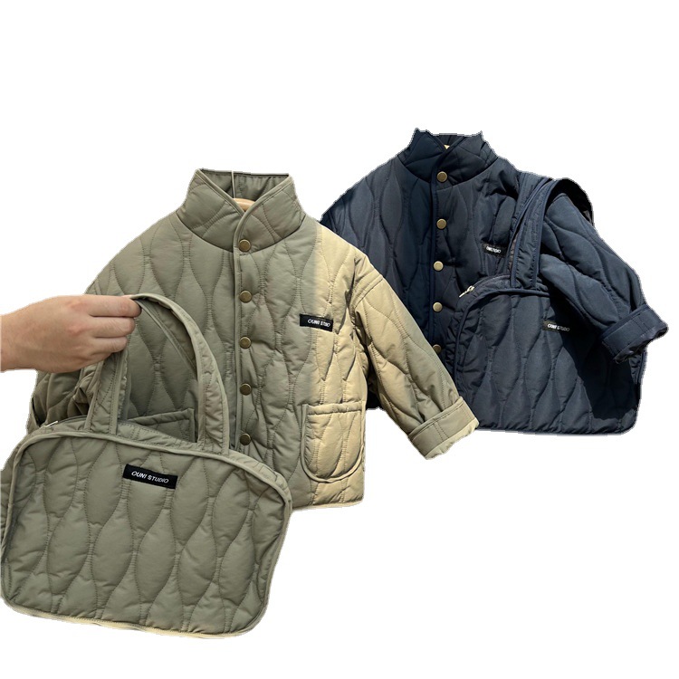 2024 Winter Clothing for Children with Bags Clothes Korean Boys Girls Labeling Quilted Light and Thin cardigans Cotton_voghion.com