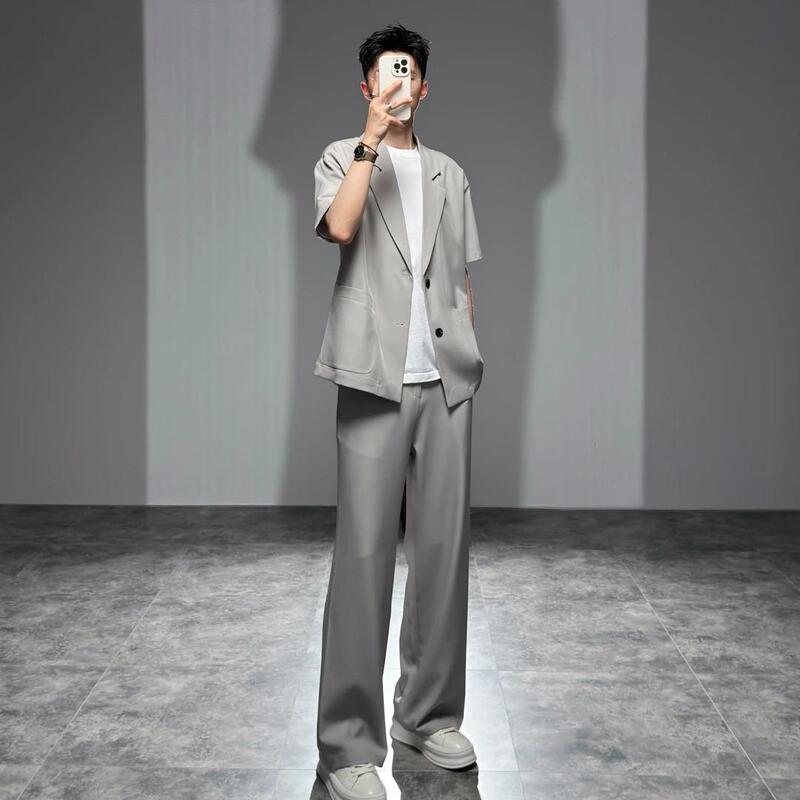Leder's Matching Thin Two-Piece Suit for Men, Casual and Stylish, Loose and Mature Style, Handsome Suit Set