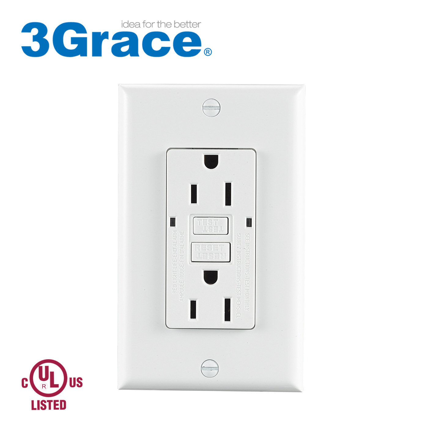 美标GFCI漏电保护插座15A AC 墙壁插座