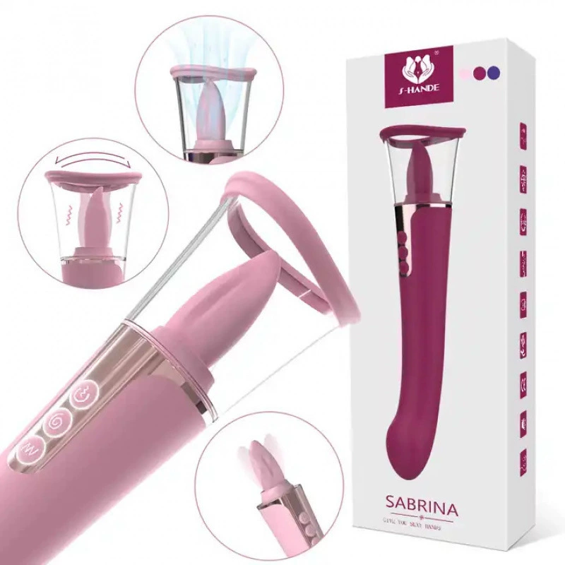 Вибратор (SHD) Sabrina — язык‑лизание, многочастотная вибрация, всасывающий эффект, силикон