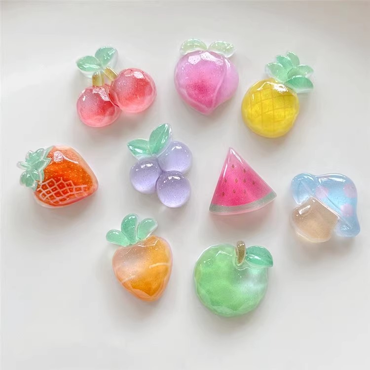 simulation crystal fruit watermelon apple grape cherry strawberry mushroom cream gel mobile phone case diy resin material