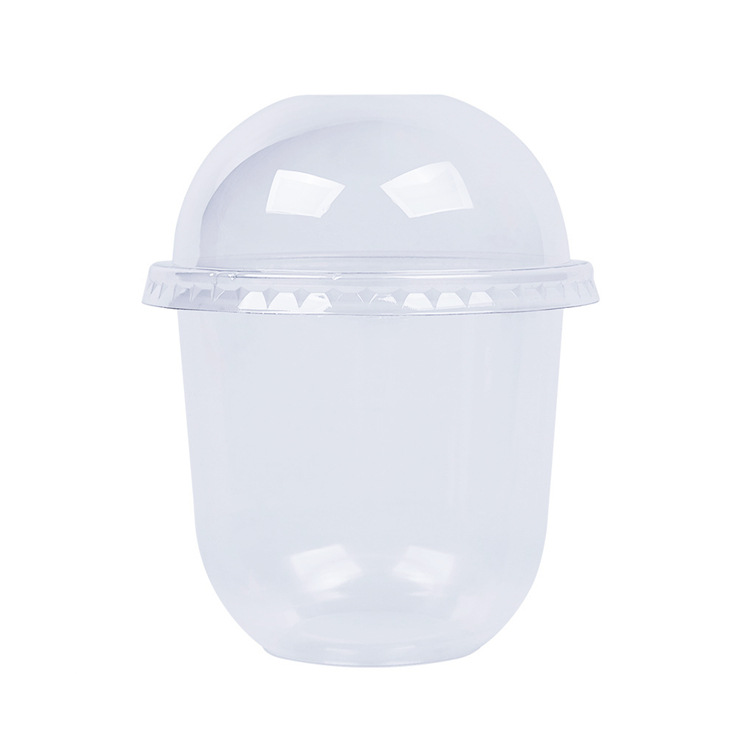 Xi té mismo estilo 360ml taza de plástico 95 calibre Ahua dulce ola pastel postre taza en forma de U leche té ola taza con tapa