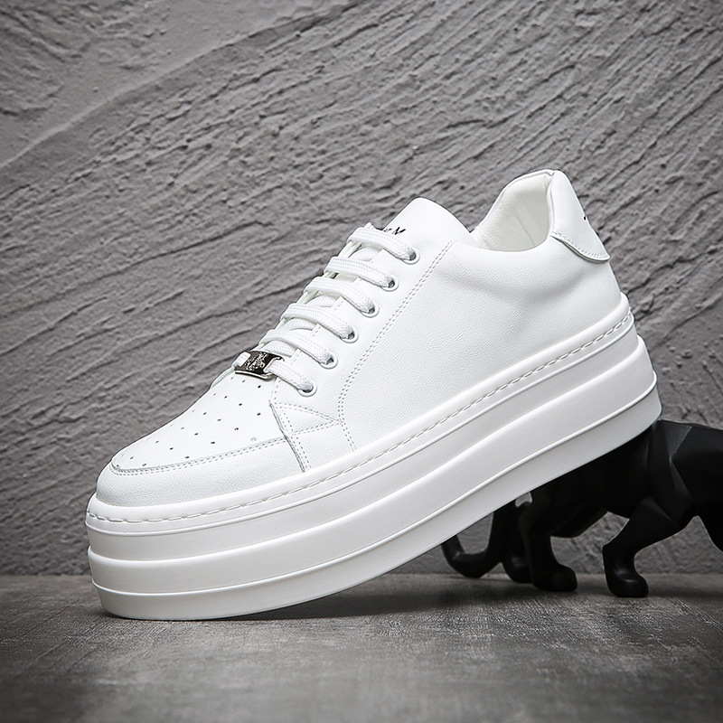 Men's height-increasing insole shoes with thick sole, cake shoes, fashionable white shoes, breathable trendy men's shoes, Wenzhou live broadcast and distribution of trendy shoes.