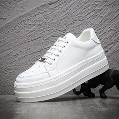 Men's height-increasing insole shoes with thick sole, cake shoes, fashionable white shoes, breathable trendy men's shoes, Wenzhou live broadcast and distribution of trendy shoes.