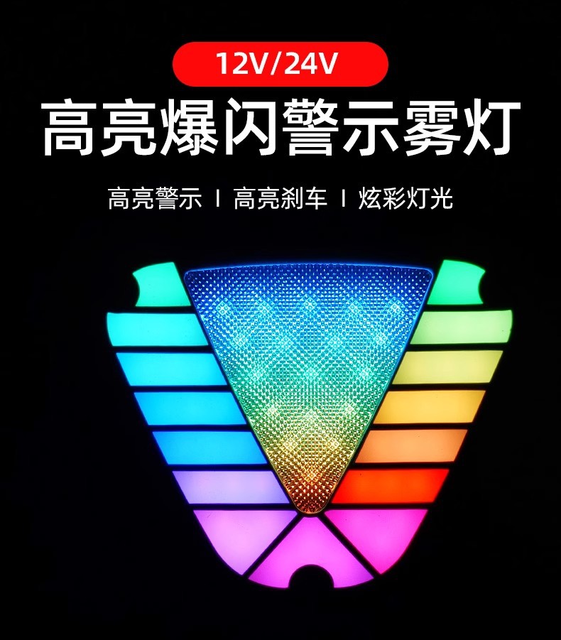 New Truck Warning Light High-Brightness Waterproof Brake Led 12V Rear Tail Light 24V Anti-Rear Collision Fog Light Colorful Colorful