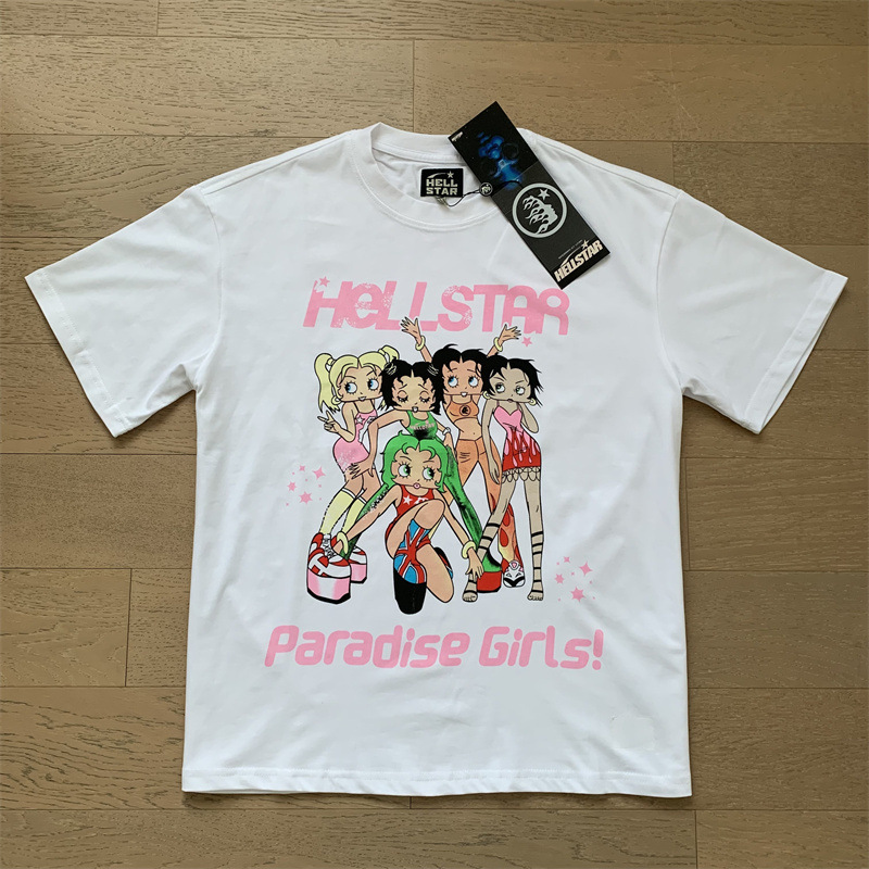 美潮地獄の星insと同じレトロなプリント上着男女のカジュアルなファッション綿の水洗い半袖tシャツ|undefined