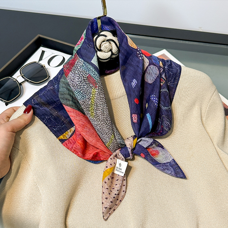 Niche retro art school style cotton scarf spring and summer square…