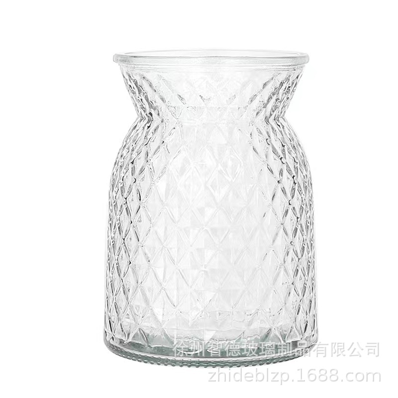 Ins estilo glaciar patrón de vidrio florero sala de estar mesa de comedor decoración simple transparente flor acuática arreglo floral