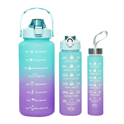 Cross-border gradient three sets of cups large capacity sports cold water bottle outdoor portable space water cup