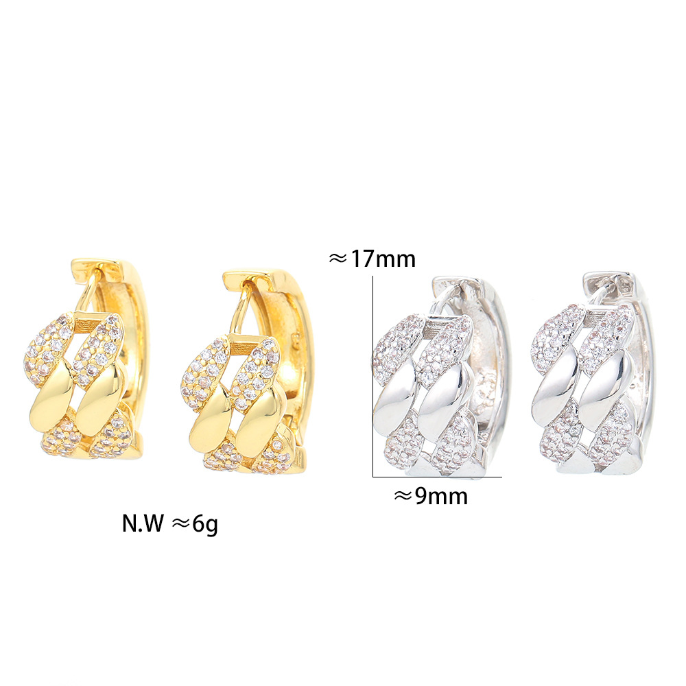 Unisex Gender Plating Design Fashion Creative Hiphop Micro-inlaid Zircon Earring